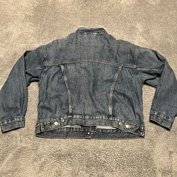 Levi’s Jean Jacket Womens XL Denim Trucker Coat Blue Cropped - Picture 3 of 8